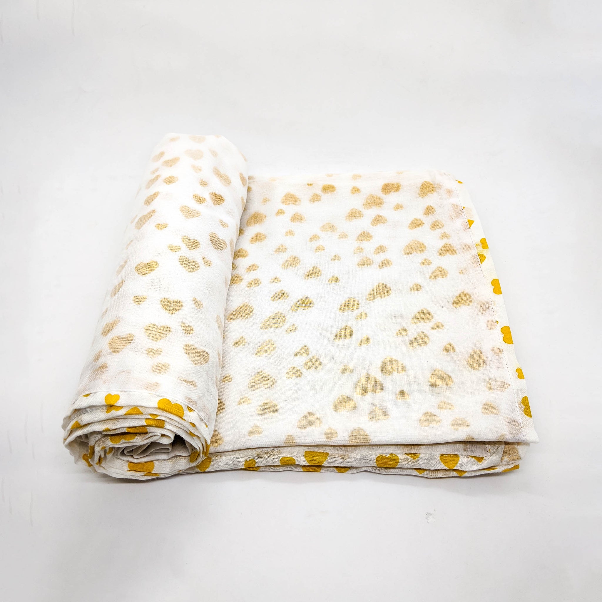 Big Kid Blanket - Mustard Heart Pattern