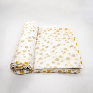 Big Kid Blanket - Mustard Heart Pattern