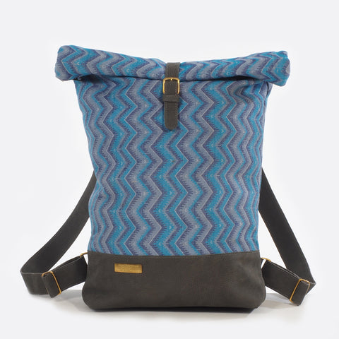 Sun & Moon Blue – Backpack With Leather