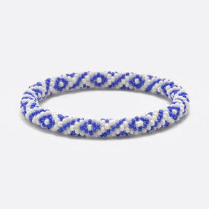 Perlenarmband - Blaues & Weißes Quadrat