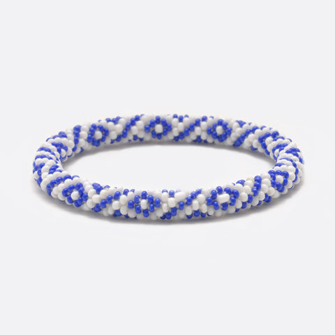 Perlenarmband - Blaues & Weißes Quadrat