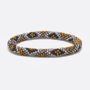 Beaded Bracelet - Gold & Black & Silver Snake