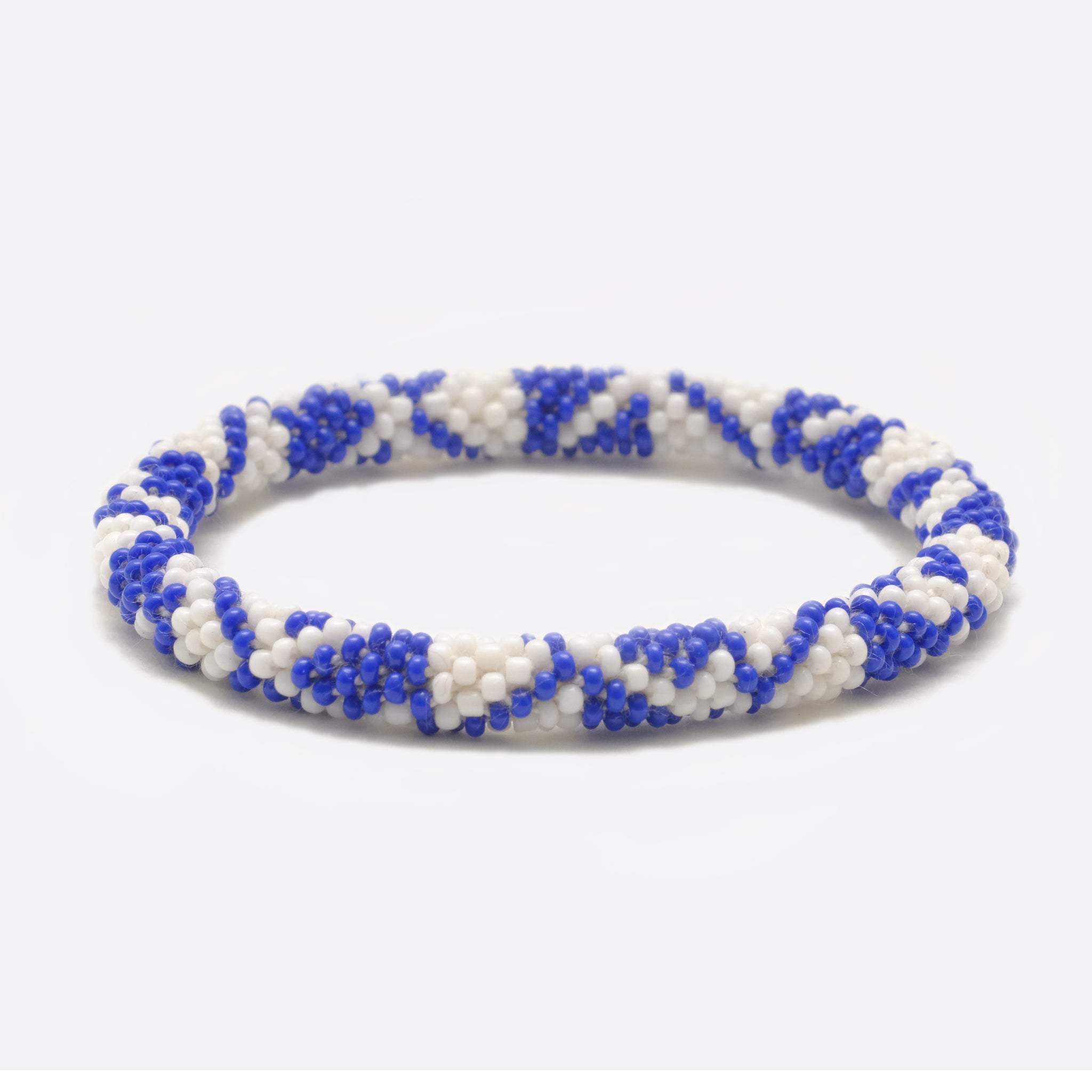 Beaded Bracelet - Blue & White Triangle