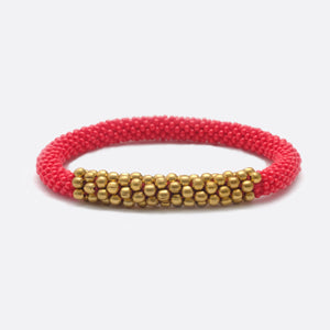 Perlenarmband mit Messing - Red & Golden Power