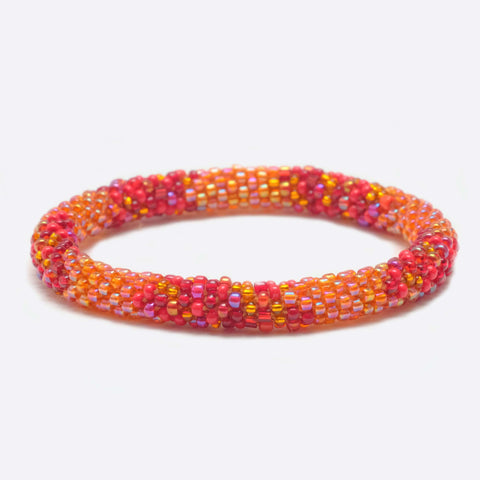 Beaded Bracelet - Organe & Red Shine