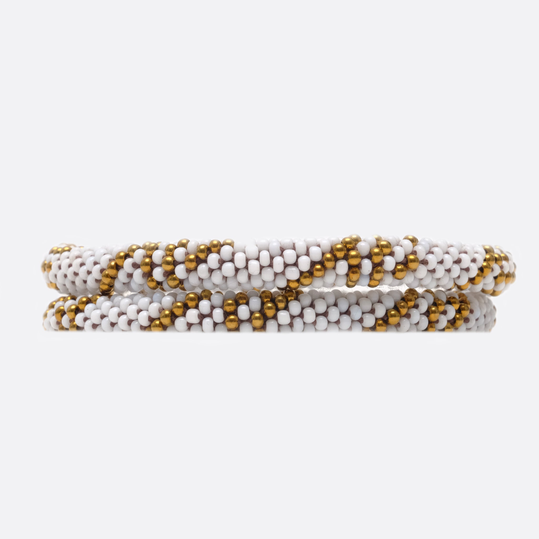 Perlen Armband Set - Weiß & Gold Linien