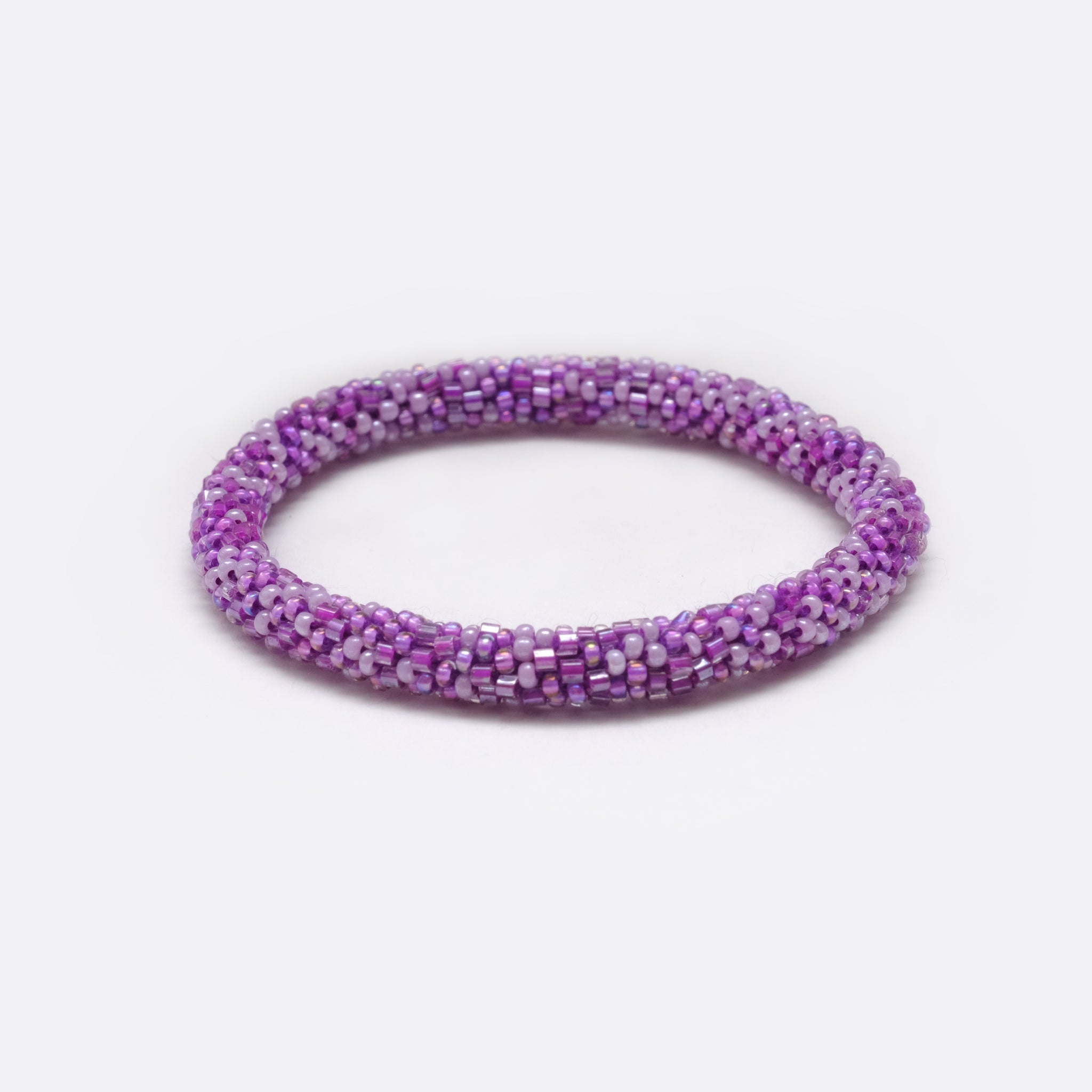 Beaded Bracelet - Shiny Purple Points