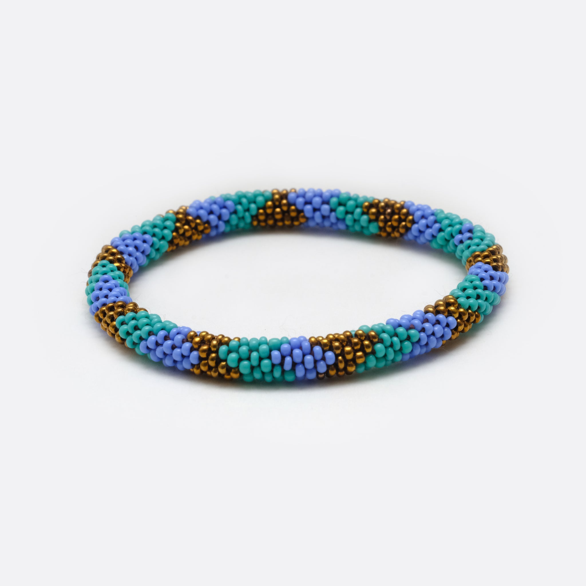 Beaded Bracelet - Blue & Turquoise & Bronze