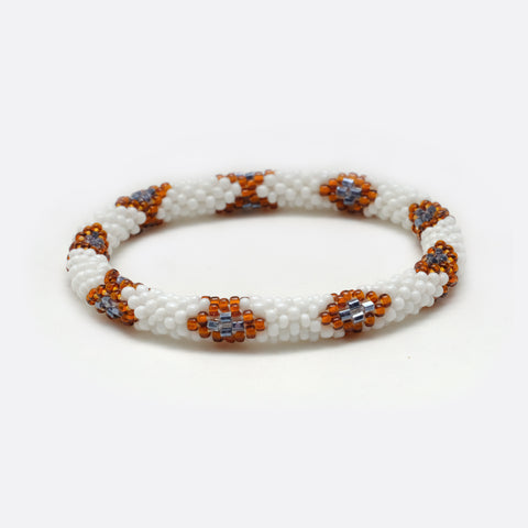 Beaded Bracelet - White & Brown Snake