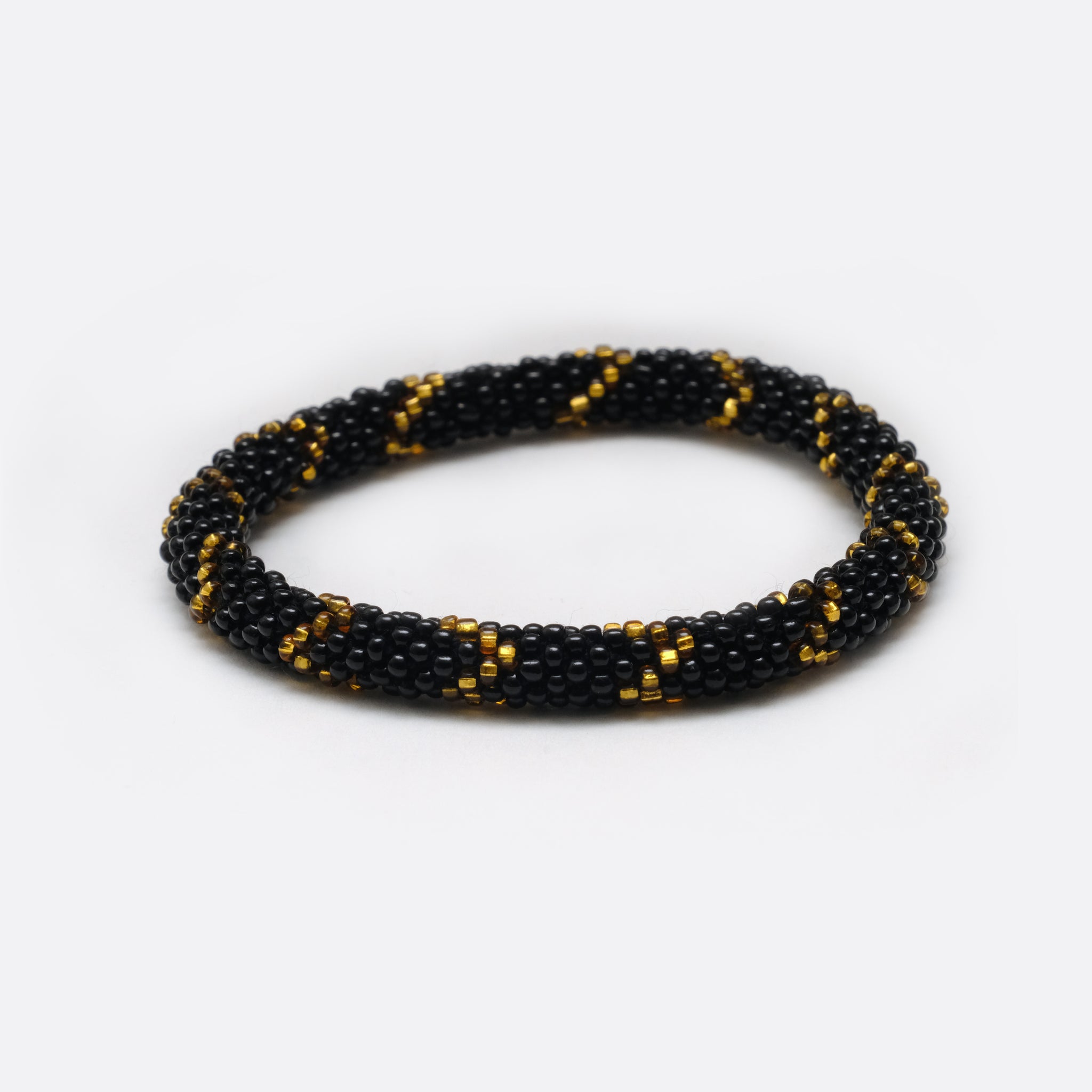Beaded Bracelet - Black & Golden Flash