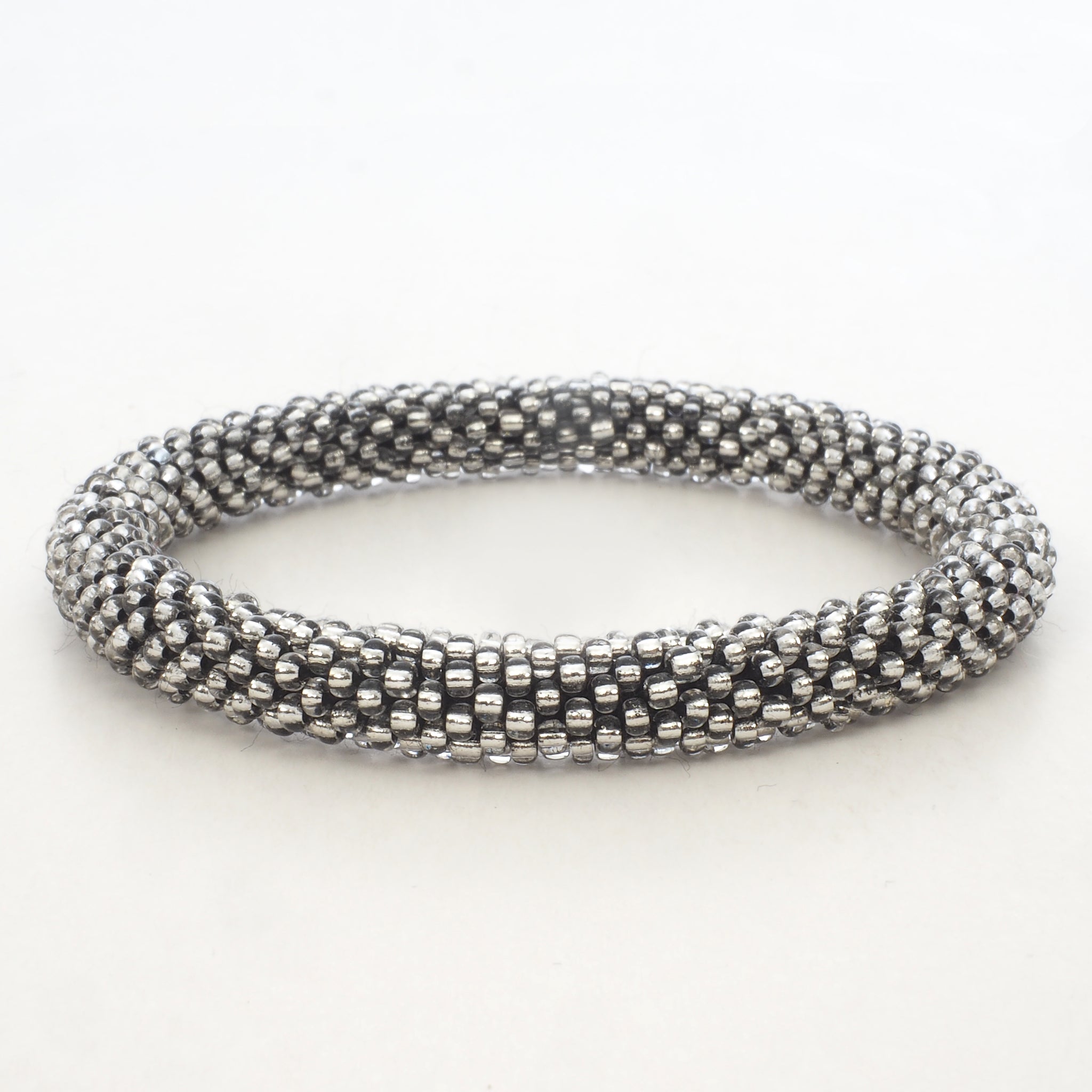 Beaded Bracelet - Silver Shiny Transparent Dark