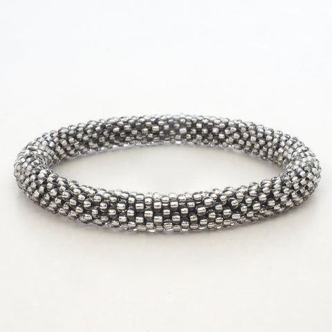 Perlenarmband - Silber glänzend transparent dunkel