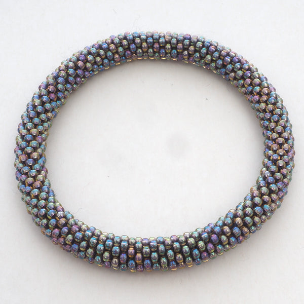 Beaded Bracelet - Silver Multi Color Shiny