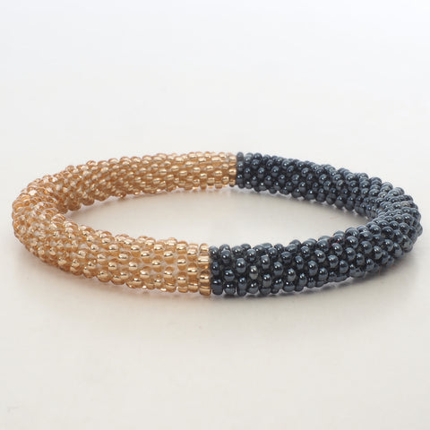 Perlenarmband - Dunkelgrau & Rose