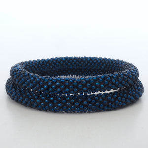 Beaded Bracelet Set - Dark Shiny Blue