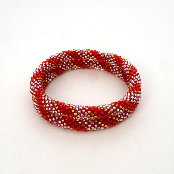 Perlen Armband Set - Transparent Shiny Red & Rose & Gold