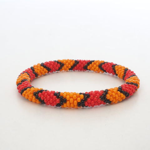 Perlenarmband - Orange & Rot & Schwarz Blitz