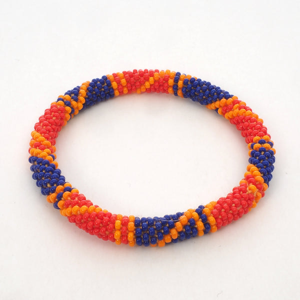 Beaded Bracelet - Ami Blue & Red & Orange