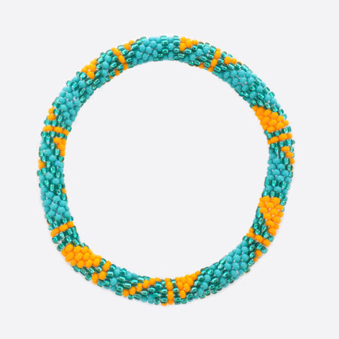 Beaded Bracelet - Turquoise & Organe Triangle