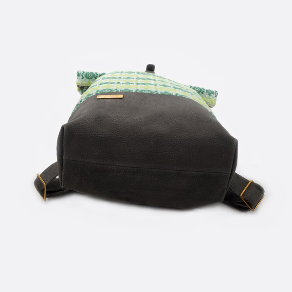 The leather bottom of the Battiayo backpack is shown.