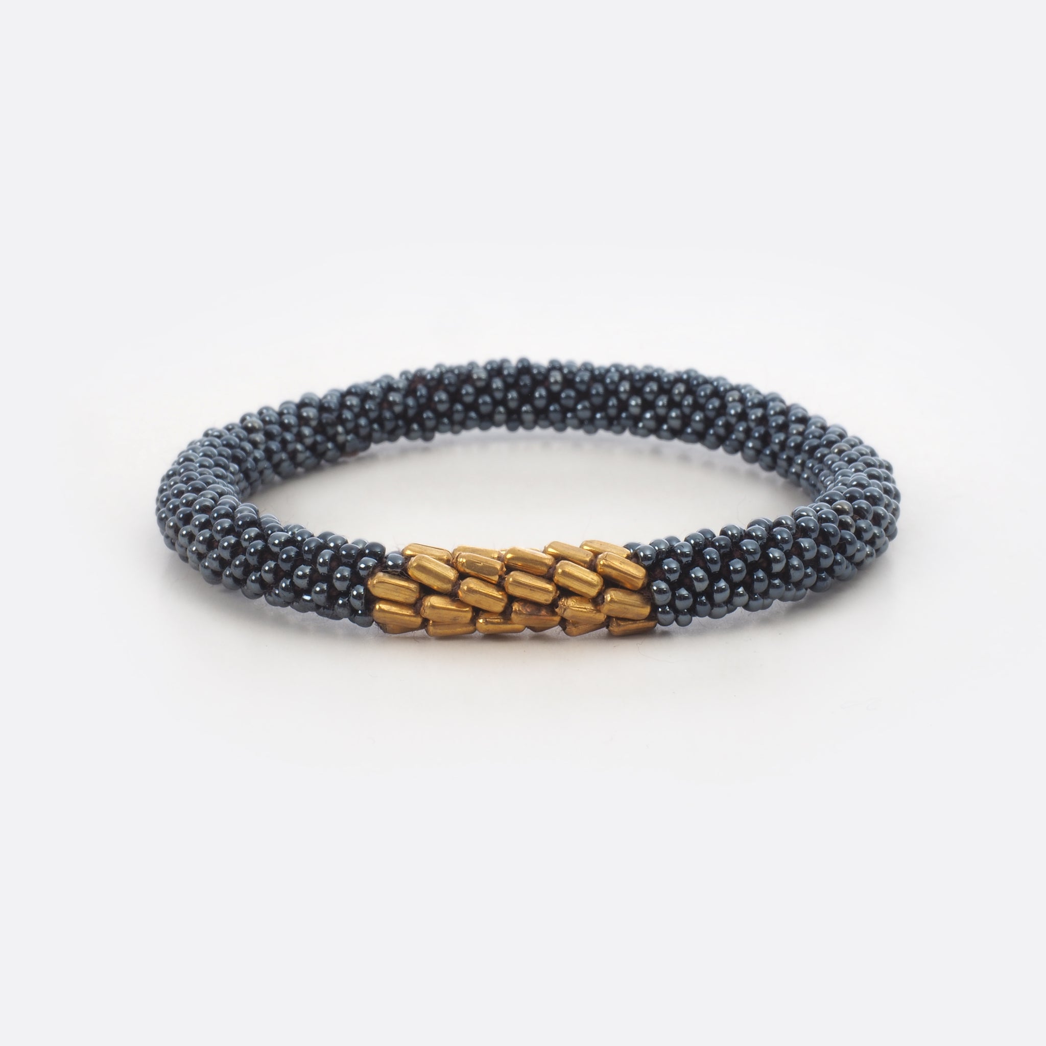 Beaded Bracelet With Brass - Dark Metal