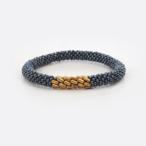 Beaded Bracelet With Brass - Dark Metal