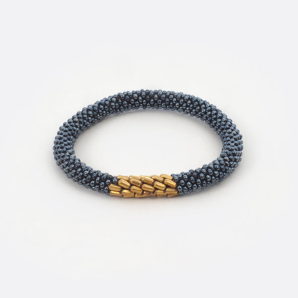 Beaded Bracelet With Brass - Dark Metal