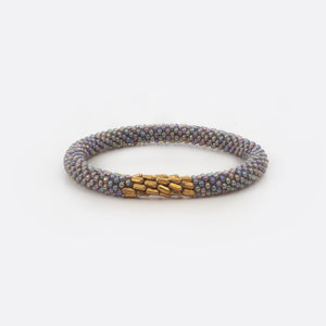 Beaded Bracelet With Brass - Transparent Silver Shiny