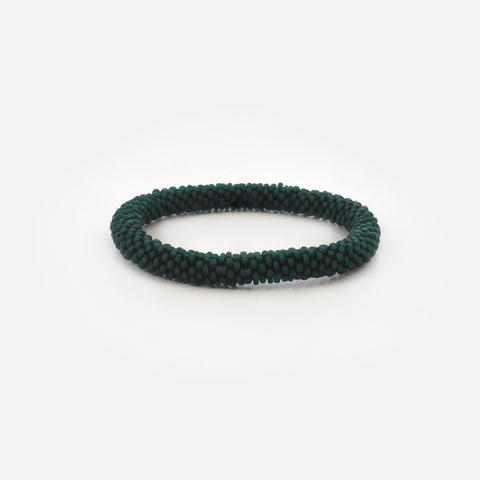 Perlenarmband - Dunkelgrüne & Dunkle Fadenmatte