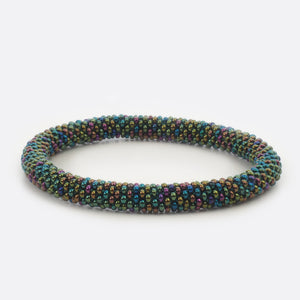 Beaded Bracelet - Dark Green Multi Color
