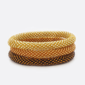 Beaded Bracelet Set of 3 - Shades of Shiny Gold