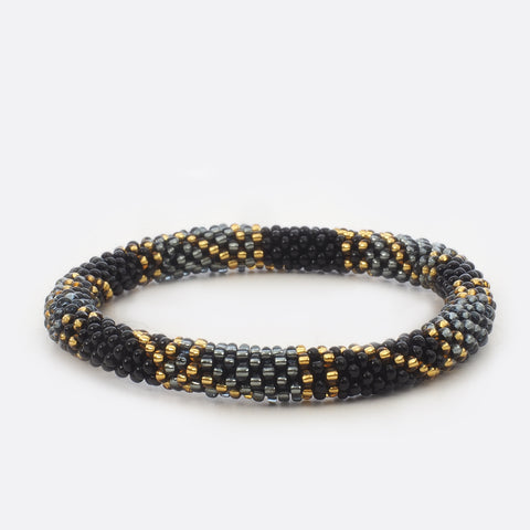 Perlenarmband - Schwarz & Grau & Gold Dreieck